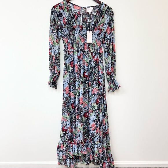 Cinq a Sept Leigh Floral Ruffle Maxi Dress Size 0 - Picture 3 of 10